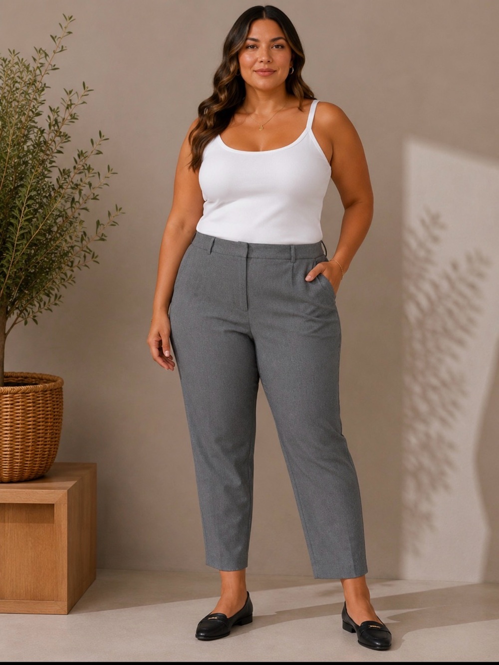 A New Day Gray Ankle Pants Size 18 Stretch Slim Career Work Slacks